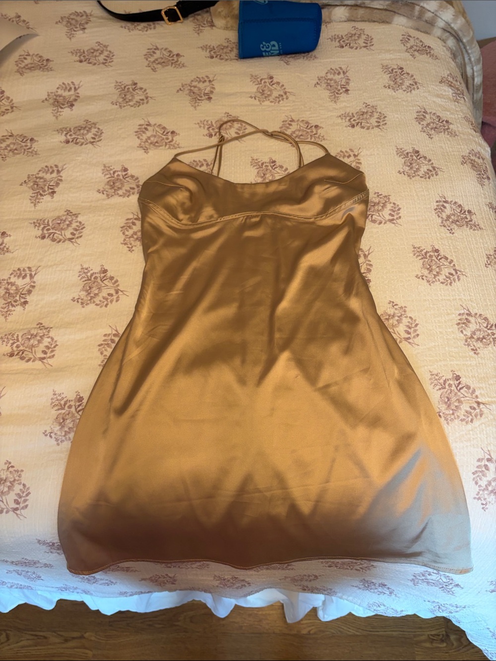 Altar'd State Gold Satin Slip Mini Dress